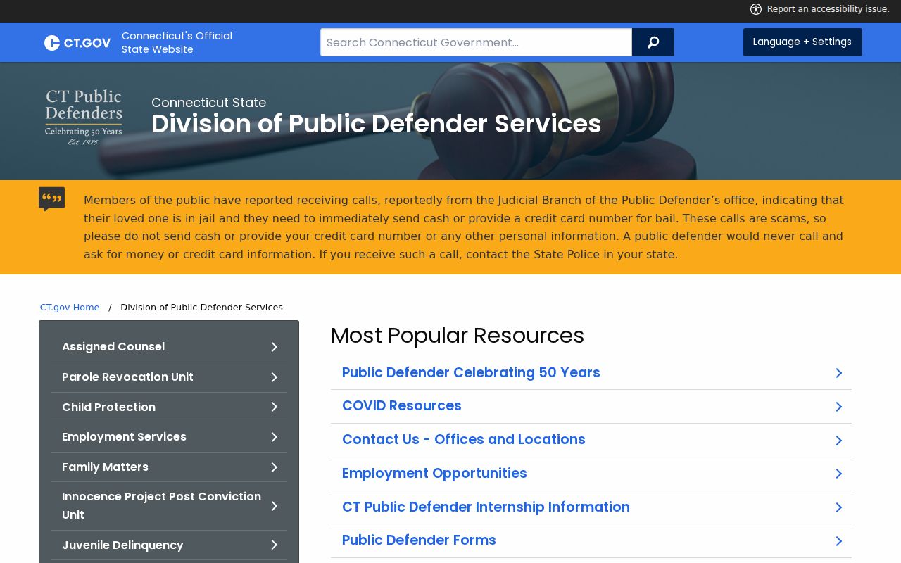 East Hartford criminal court cases Connecticut public defender information