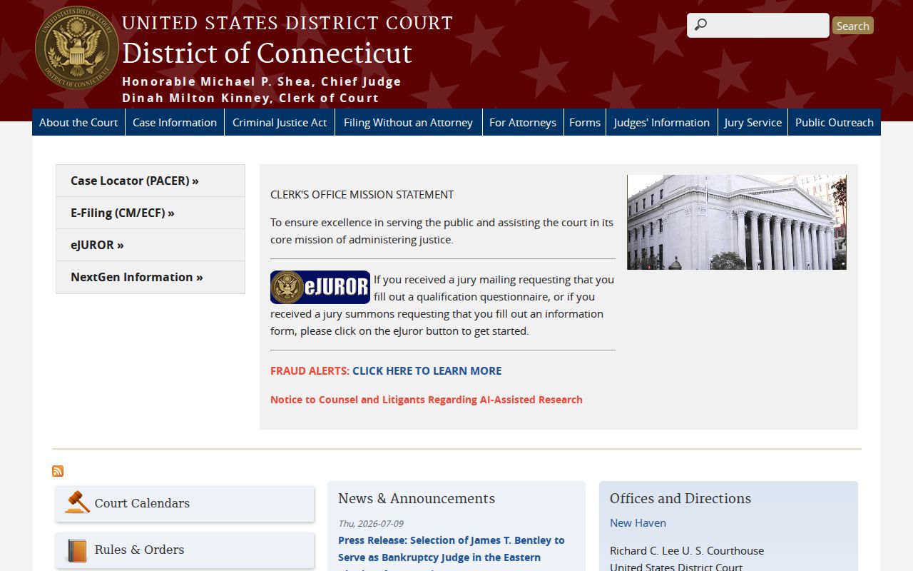 East Hartford criminal history federal District of Connecticut court
